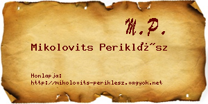 Mikolovits Periklész névjegykártya